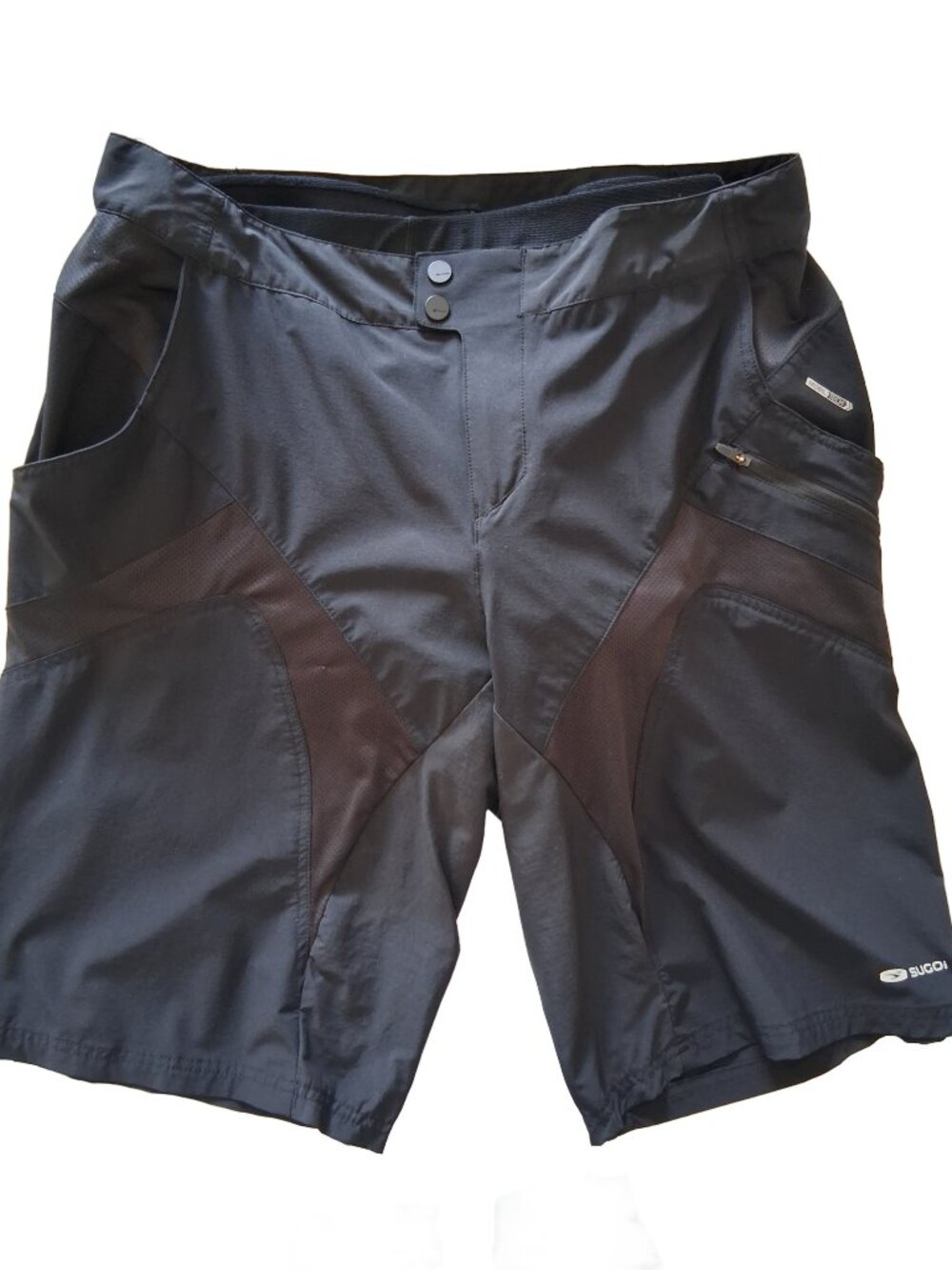 Sugoi Mens 2 In 1 Double Layer Padded Black Cycling Shorts Adjustable Waist XL